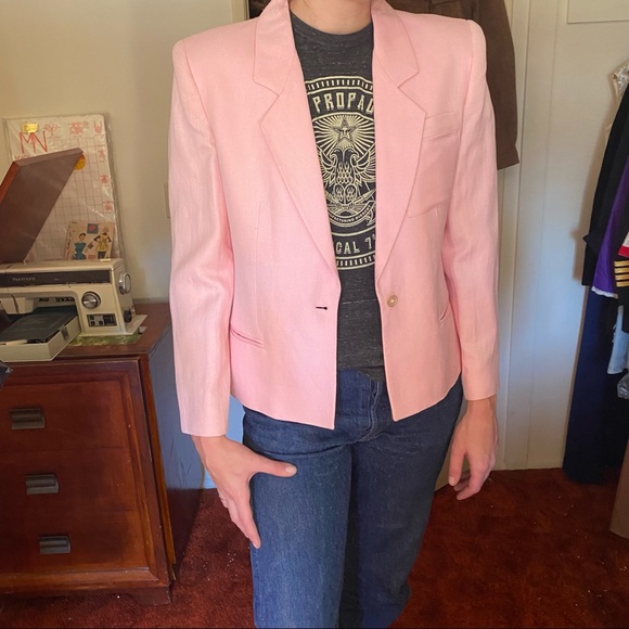 NWOT vintage Peabody House Linen Blazer, Pink - Picture 1 of 16